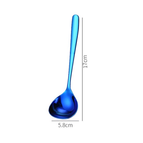 Stainless Steel Soup Spoon for Home Kitchen Cooking Sauce Spoon Trumpet blue soup spoon