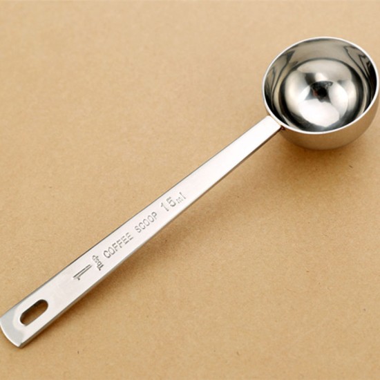 Stainless Steel Thick Measuring Long Handle Coffee Milk Powder Ice Cream Spoon 15ml