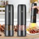 Stainless Steel Usb Rechargeable Electric Pepper Grinder, Led Warm Color Lights 6 Adjustable Thickness, One-button Control Grinding Tool Simple black