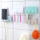 Sticky Phone Support Phone Charger Holder Wall Mounted 4 Hooks Storage Hanger Storage Rack for Home Kitchen Bathroom white