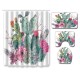 Succulent Plants Pattern Shower Curtain + Floor Mat +Toilet Seat Cover+ Foot Pad Set 180*180 shower curtain +45*75 three-piece floor mat set