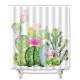 Succulent Plants Pattern Shower Curtain + Floor Mat +Toilet Seat Cover+ Foot Pad Set 180*180 shower curtain +45*75 three-piece floor mat set