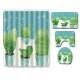 Succulent Plants Pattern Shower Curtain + Floor Mat +Toilet Seat Cover+ Foot Pad Set 180*180 shower curtain +45*75 three-piece floor mat set