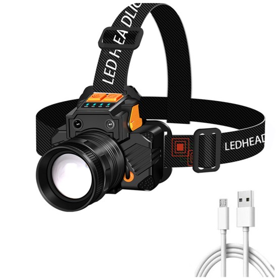 T6 Led Headlamp Outdoor Zoom USB Charging Head-mounted Headlight Flashlight Head Band Lamp Only USB Cable