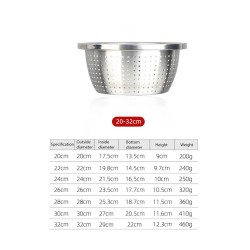 Thicken Colander Strainer Basin Cooker Utensil Mixing Bowl Kitchen Tool Rice Sieve Fruit Washing 304 stainless steel rice sieve