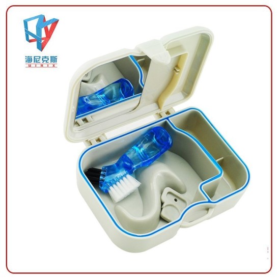 Travel Denture Box Case Dental False Teeth Rinsing Drying Compact Leak-proof Storage Container Fake Teeth Holder Basket white