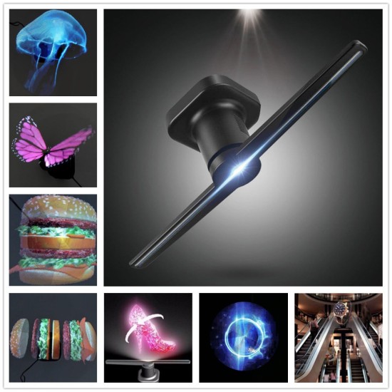 UK Plug LED Holographic Projector Hologram Player 3D Holographic Display Fan Unique Hologram Projector Advisement Player