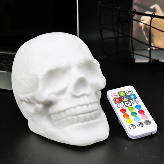 USB Charging Colourful LED Skull Head Patting Lamp with Remote Control Night Light Decoration Gift USB 5V