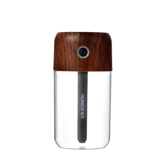 USB Humidifier Wood Grain Colorful Bottle Silent Night Light Mist Maker Car Moisturizer black