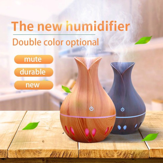 USB Wood Grain Air Humidifier Aromatherapy Diffuser with 7 Colors Change Night Light  Light wood grain