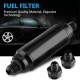 Universal Aluminum 44mm Car Inline Oil Fuel Filter With AN6 AN8 Adapter Fittings black