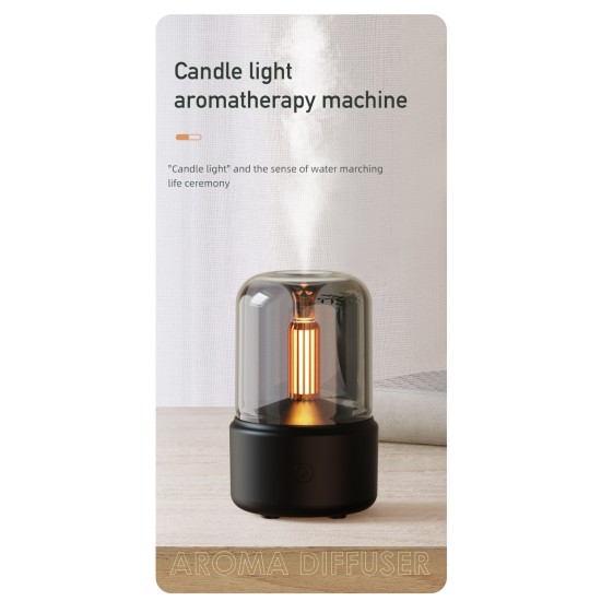 Usb Aromatherapy Machine 120ml Water Tank Home Desktop Candlelight Atmosphere Light Humidifier Beige