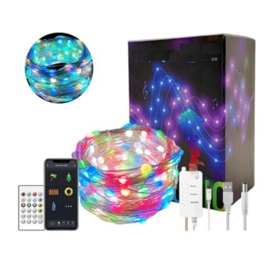 Usb Led  String  Light Smart Garland Bluetooth-compatible Application Control Light Outdoor Waterproof Water Fairy Tale Music Light Room Garden Decor 5m 50 Lamp Beads