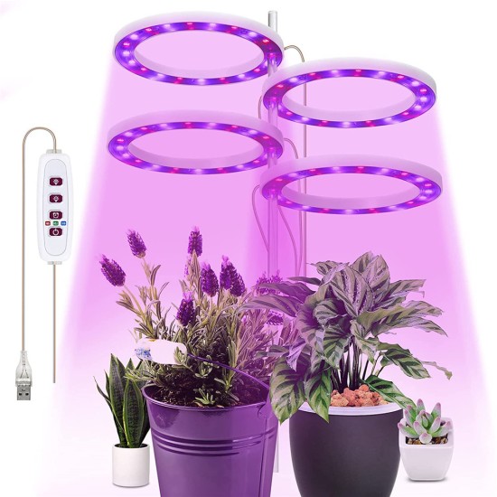 Usb Led Grow  Light 1/2/3/4 Dimmable Full Spectrum Ring Light Plant Growing Lamp For Indoor Plants 1 head