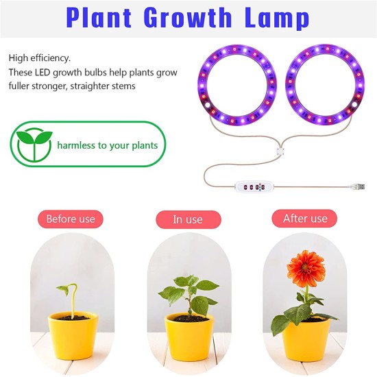 Usb Led Grow  Light 1/2/3/4 Dimmable Full Spectrum Ring Light Plant Growing Lamp For Indoor Plants 4 heads