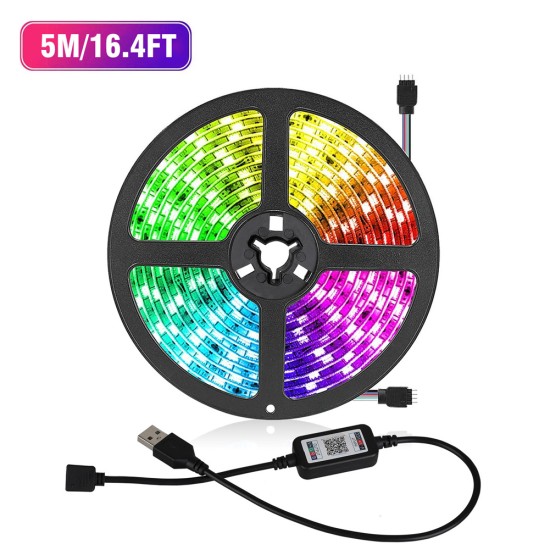 Usb Led Strip Lights 5050 Rgb Waterproof Super Bright Bluetooth-compatible App Remote Control Strip Lights 5 meters