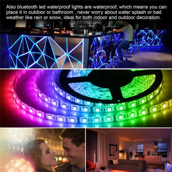 Usb Led Strip Lights 5050 Rgb Waterproof Super Bright Bluetooth-compatible App Remote Control Strip Lights 4 meters