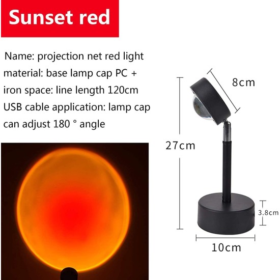 Usb Sunset Rainbow Red Projector Led Sun Projection Night Light For Bedroom Bar Coffee Store Wall Decoration Lighting Sunset red