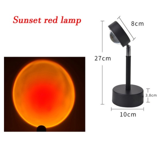 Usb Sunset Rainbow Red Projector Led Sun Projection Night Light For Bedroom Bar Coffee Store Wall Decoration Lighting Sunset red