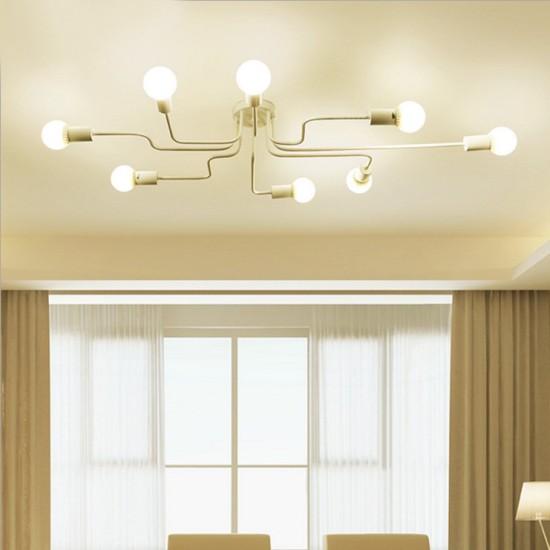 Vintage Wrought Iron Led Ceiling Lamp Living Room Bedroom Lamparas for Home Lighting 6 white