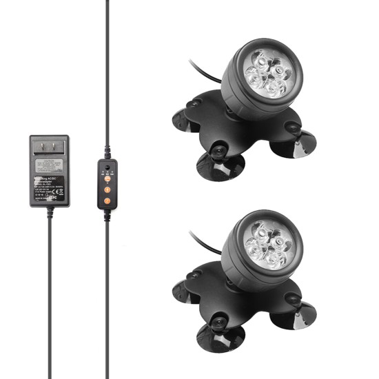 Waterproof Fishbowl  Light Aquarium Diving Spotlight With Suction Cup Remote Control 360 Degrees Rotated Amphibious Multi-function Lamp 2 in 1_US Plug