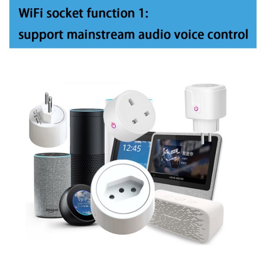 Wifi Smart Socket 16a Ac 100-240v Plug Timing Power Monitor App Voice Control for Alexa EU Plug