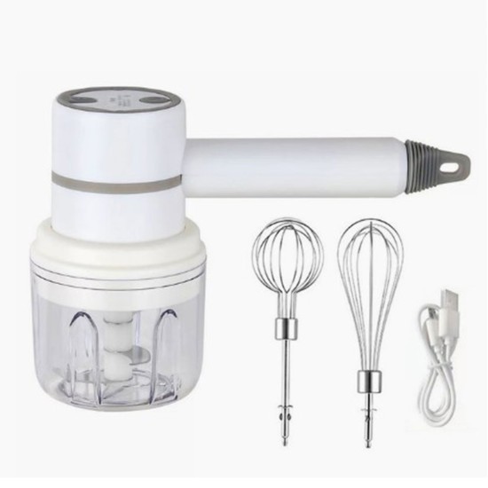 Wireless Electric Food Mixer Mini USB Rechargeable Handheld Egg Beater Baking Hand Mixer Household Kitchen Tools White