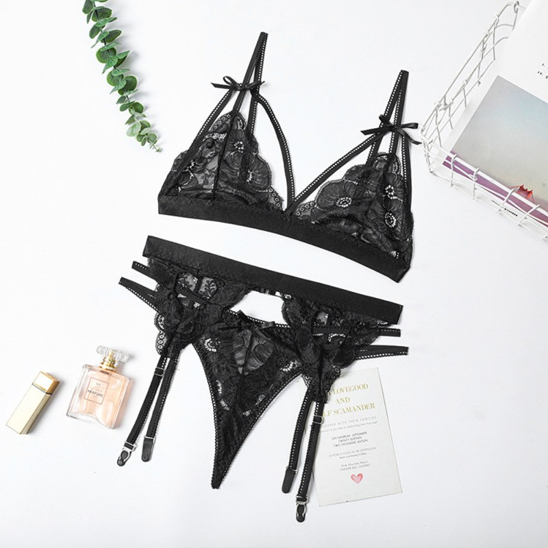 Women Lingerie Sexy Lace Bra Erotic Bra Briefs Set Plus Size Sexy Underwear black_L Women Lingerie Sexy Lace Bra Erotic Bra Briefs Set Plus Size Sexy Underwear black_L