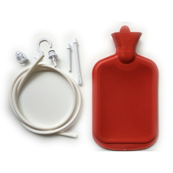 Women Men Enema System Kit with Rubber Hot Water Bottle Douche Bag Tubing