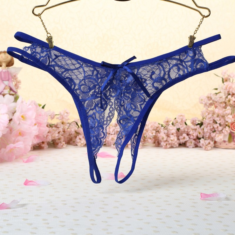 Women Sexy Lace Open Crotch Briefs Ladies Low Waist G-String Sex Game Pantie sapphire_One size Women Sexy Lace Open Crotch Briefs Ladies Low Waist G-String Sex Game Pantie sapphire_One size