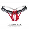 Women's Thong Lace Hollow Sexy Open Crotch Transparent Stretch T-pants With Pearl Massager red Women's Thong Lace Hollow Sexy Open Crotch Transparent Stretch T-pants With Pearl Massager red