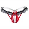 Women's Thong Lace Hollow Sexy Open Crotch Transparent Stretch T-pants With Pearl Massager red Women's Thong Lace Hollow Sexy Open Crotch Transparent Stretch T-pants With Pearl Massager red