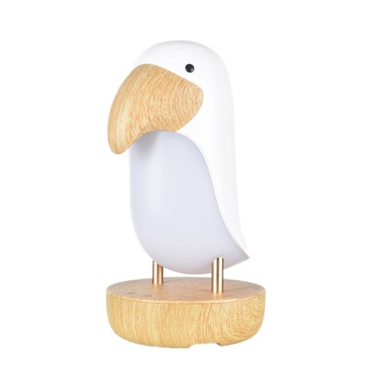 Wooden Bird Night Light USB Charging Stepless Dimming LED Table Lamp with Bluetooth-compatible Speaker