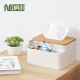 Wooden Rectangle Napkin Organizer Tissue Holder for Hotel Home Table Remote Control Storage Box  apricot