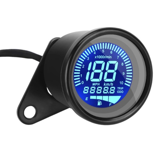 12v Led Digital Oil Level Odometer Speedometer Integrated Lcd Display for Motorcycle Black