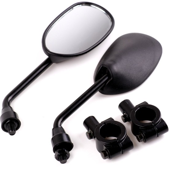 2 Pcs 22MM Motorcycle Rearview Side Mirror with 2 Handle Bar Mount Clamps for Suzuki Yamaha Honda