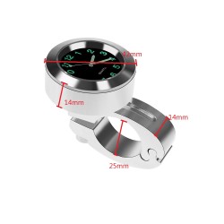 22-25mm Motorcycle Handlebar Clock Waterproof Dial Handlebar Mount General Application Silver