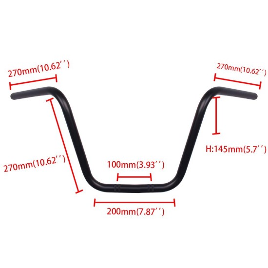 22mm 7/8"  25mm 1" Motorcycle Modified Handlebar for  Honda Kawasaki Suzuki Chopper Bobber Cafe Racer black