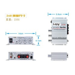 268 2 CH Mini Hi-Fi Stereo Amplifier Amp Radio MP3 DC12V Digital Amplifier Silver