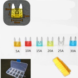 48Pcs Mini Blade Fuse Set for Auto Car Truck Motorcycle SUV ATM Assorted 5A, 10A, 15A, 20A, 25A, 30A Fuse Size S 48 boxes