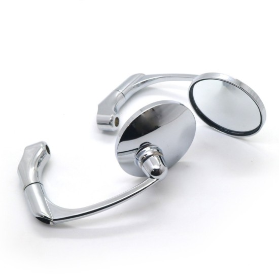 8mm10mm Universal Motorcycle Mirror Round Shape Rear View Mirror Handle Bar End Mirrors Silver