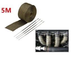 Basalt Fiber Exhaust Header Wrap 5cm Wide 5/10/15m Length Motorcycle Pipe Heat Protection Tape - Titanium Gold