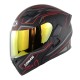 Cool Unisex Double Lens Flip-up Motorcycle Helmet Off-road Safety Helmet Line red with blue lens_XL