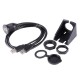 Dual USB Socket Extension Cable Car Dashboard Flush Mount 2 USB Plug Lead Panel Data Cord Motorcycle Wire Charger black