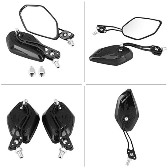 Fashion Motorcycle Refit Rear View Side Rearview Mirrors for Yamaha Suzuki Honda black