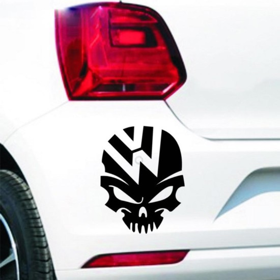 Fashion Skull Decals Car Stickers Car Body Styling Oil Tank Cover Sticker Universal Black 18cm