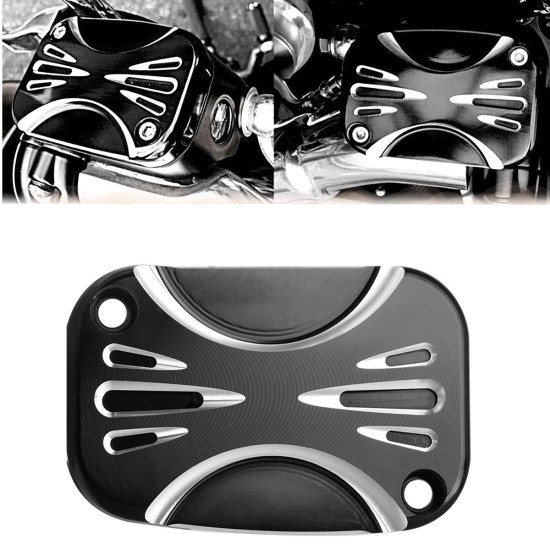 L&R Black Brake Master Cylinder Cover For  Touring Street Road Glide FLH/T FLHX V-Rod Tri 2007-14 15 16 17 Left + right