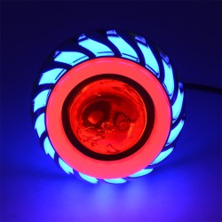 Motorcycle 12V LED Built-in Headlight High Power Flash Head Lamp Refit Assembly-Blue Red