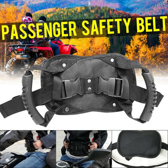 Motorcycle Atv Passenger Safety Belt Rear Seat Grab Grip Handle Belly Armrest Black