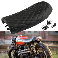 Motorcycle Cafe Racer Brat Flat Seat Hump Saddle For Honda for Yamaha Flat diamond black